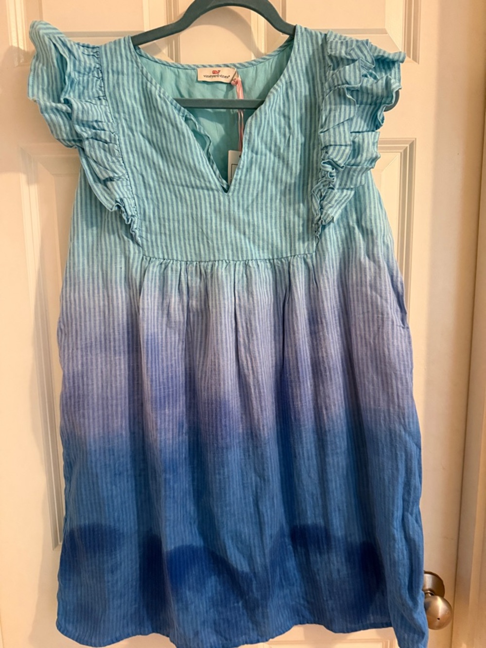 Women’s ' Vineyard Vines Blue Ombre Ruffle Sleeve Dress